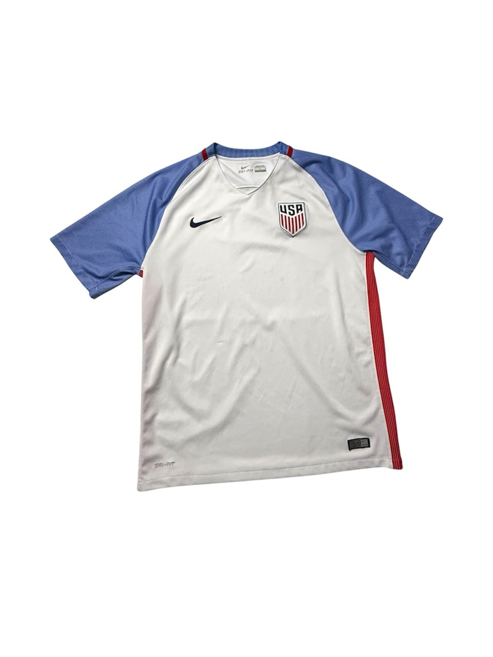 Nike USA 2016 Soccer Jersey - White with Blue Sleeves and Red Trim